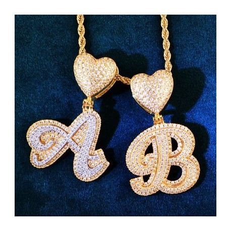 Heart Buckle A-Z Cursive Capital Letter Pendant