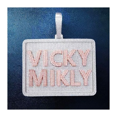 Custom Iced Rectangle Name Pendant
