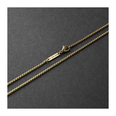 3mm Custom Name Round Box Chain in Gold