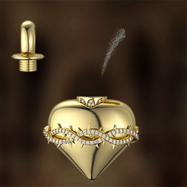Iced Heart Thorns Urn Pendant in Gold