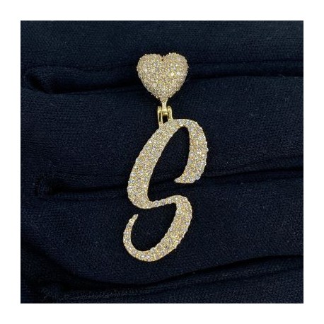 Iced Heart Buckle A-Z Letter Pendant