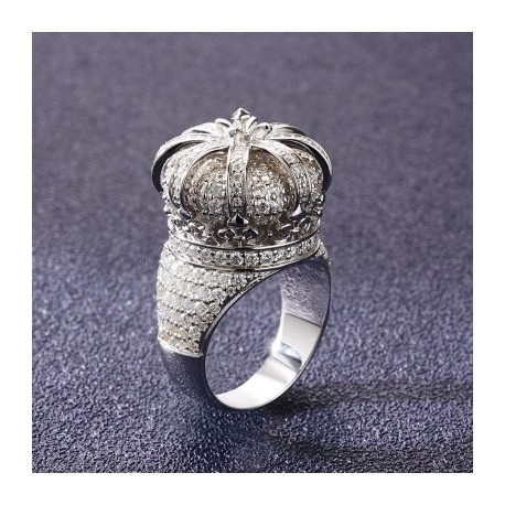 Iced Three-dimensional Crown Ring