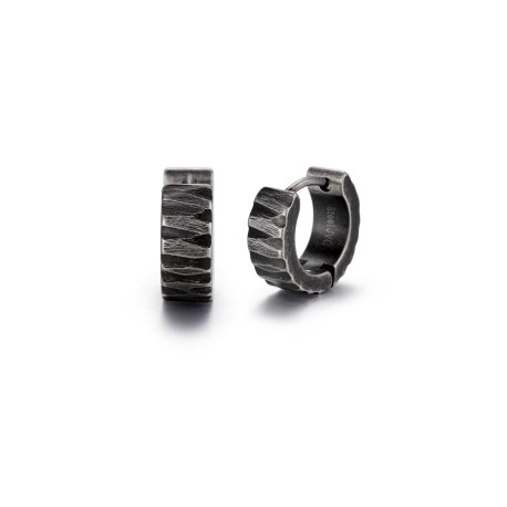 Vintage Silver Stainless Steel Ripple Huggie Earring
