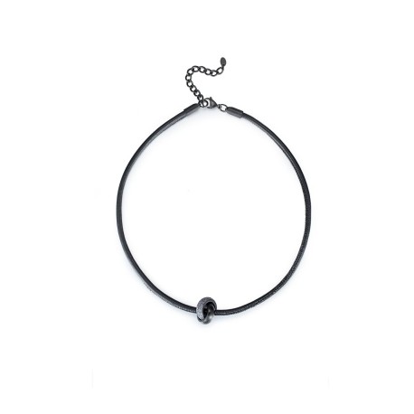 Black and Grey Stardust Black Leather Necklace