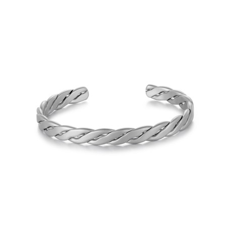 Braid Stainless Steel Open Bangle