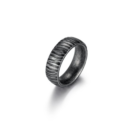 Stainless Steel Vintage Silver Matt Ripple Ring