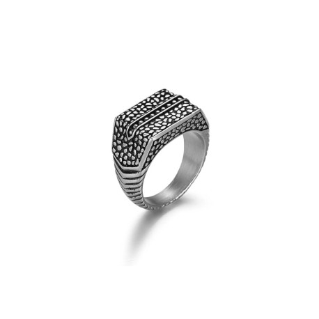 Reptile Signet Stainless Steel Matte Ring