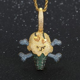 Iced Out Multicolor Diamond Ice-cream Pendant