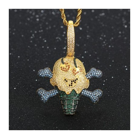 Iced Out Multicolor Diamond Ice-cream Pendant