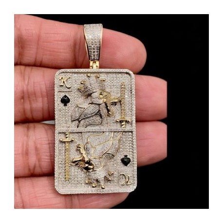 Crown King Gold Poker Play Card Pendant