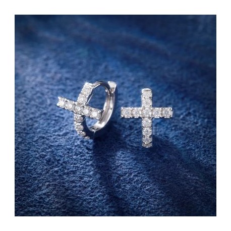 Iced Cross Hoop Earrings