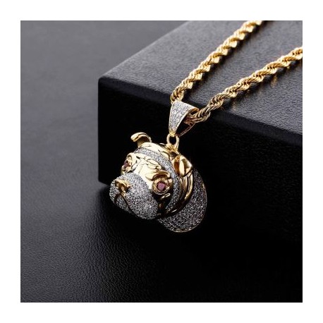 Iced Out Dog Head Pendant
