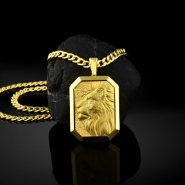 King of Lion Dog Tag Pendant
