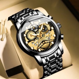 Luxury Luminous Waterproof Hollow Skeleton Quartz Watch