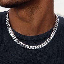 10mm 20" Miami Initial Letter Stainless Steel Cuban Link Chain