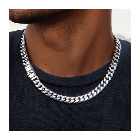 10mm 20" Miami Initial Letter Stainless Steel Cuban Link Chain