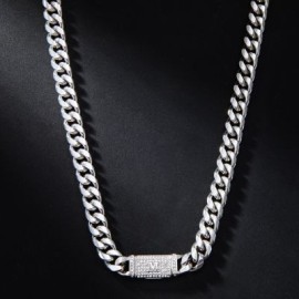 10mm 20" Iced Initial Letter Stainless Steel Cuban Chain