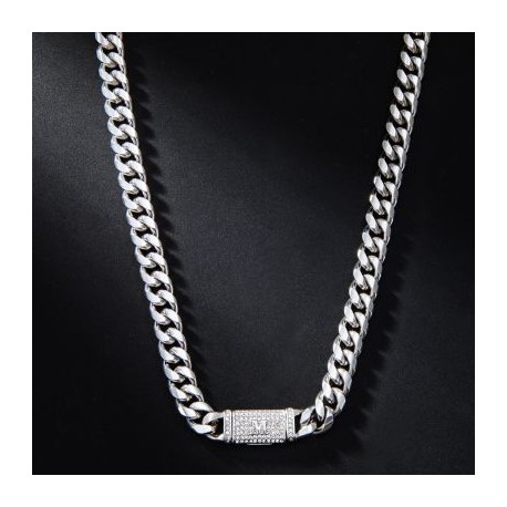 10mm 20" Iced Initial Letter Stainless Steel Cuban Chain
