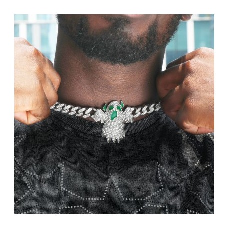 Iced Glow in the Dark Ghost Pendant Cuban Chain