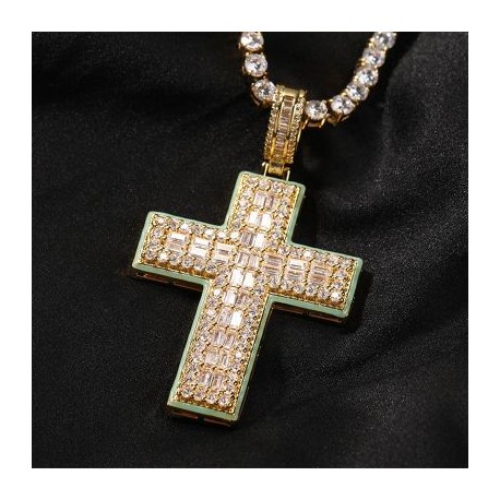 Glow in the Dark Baguette Cut Cross Pendant