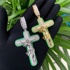 Iced Luminous Crucifix Cross Pendant