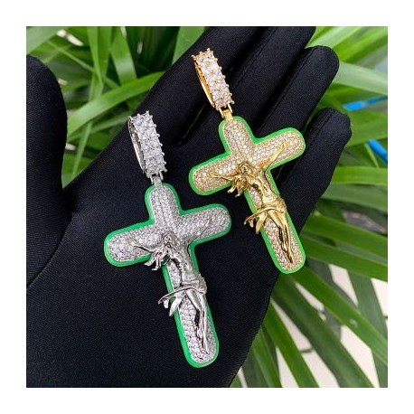 Iced Luminous Crucifix Cross Pendant