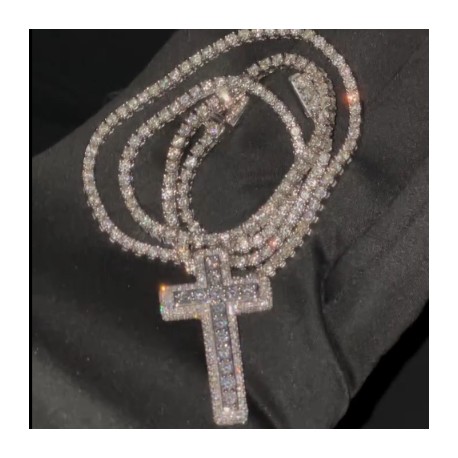 Iced Out Double Cross Pendant