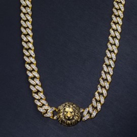 Lion Head Iced Miami Cuban Chain Necklace
