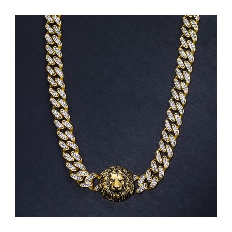 Lion Head Iced Miami Cuban Chain Necklace