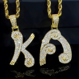 Iced A to Z Letters Double Sided Pendant