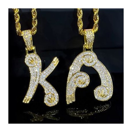 Iced A to Z Letters Double Sided Pendant
