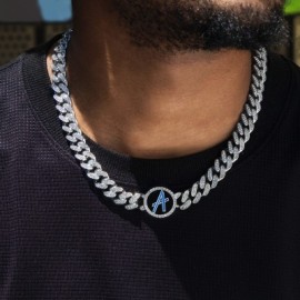 A to Z Initials Letters Iced Cuban Chain in White Gold