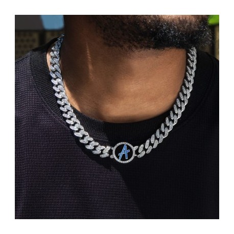 A to Z Initials Letters Iced Cuban Chain in White Gold