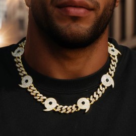 Iced Power of Six Paths 12mm Cuban Chain Necklace