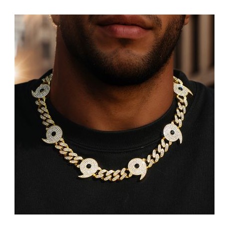 Iced Power of Six Paths 12mm Cuban Chain Necklace