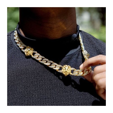Iced Lion 13mm Cuban Chain Necklace
