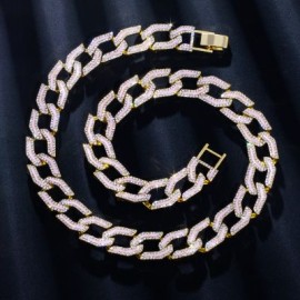 14mm Pink/Blue/Green Glow in the Dark Enamel Iced Cuban Chain