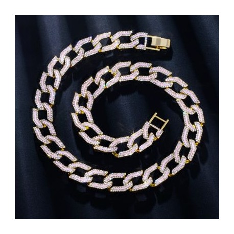 14mm Pink/Blue/Green Glow in the Dark Enamel Iced Cuban Chain