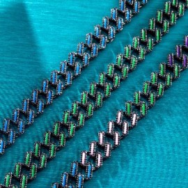 15mm Iced Glow in the Dark Green/Blue/Multi-Color Enamel Miami Cuban Chain