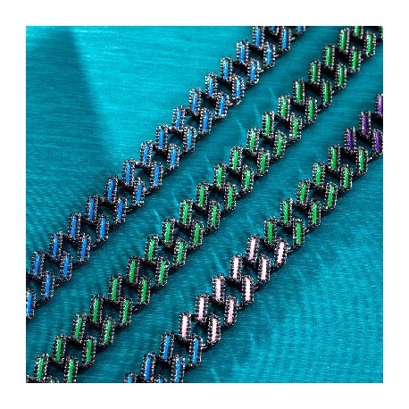 15mm Iced Glow in the Dark Green/Blue/Multi-Color Enamel Miami Cuban Chain