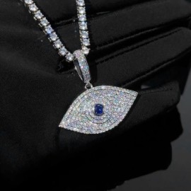 Iced Sapphire Evil Eye Pendant