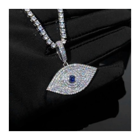 Iced Sapphire Evil Eye Pendant