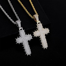 Iced Prickly Cross Pendant