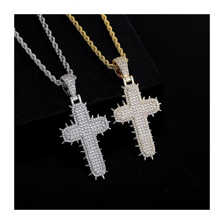 Iced Prickly Cross Pendant