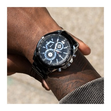 47mm Stainless Steel Quartz Watch in Black Gold