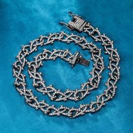 12mm Iced Crown of Thorns Chain-Emerald/Black/Blue/Purple/White