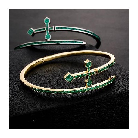 Iced Emerald Sword Bangle Bracelet