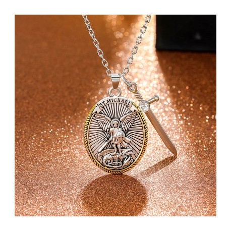 St. Michael Shield and Sword Protection Pendant