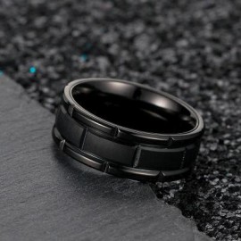 Unique Gents Titanium Steel Band in Black Gold