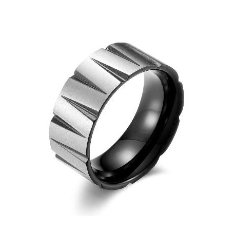 9mm Men's Cone Texture Band in Black Gold